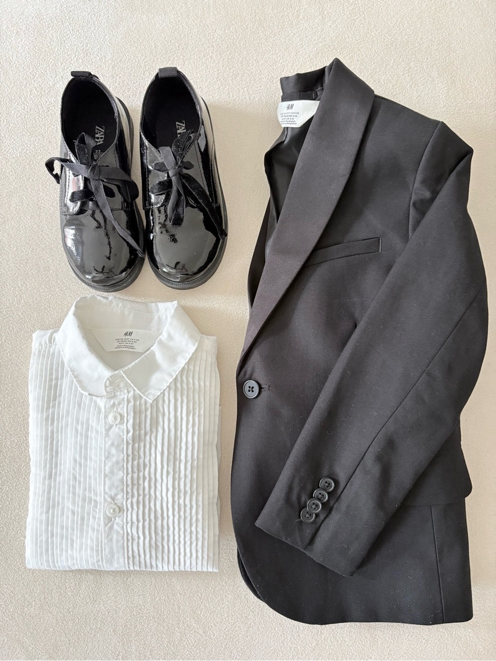 MINI | H&M Tuxedo Bundle + Zara Patent Oxfords | Size 4–5 / EU 27